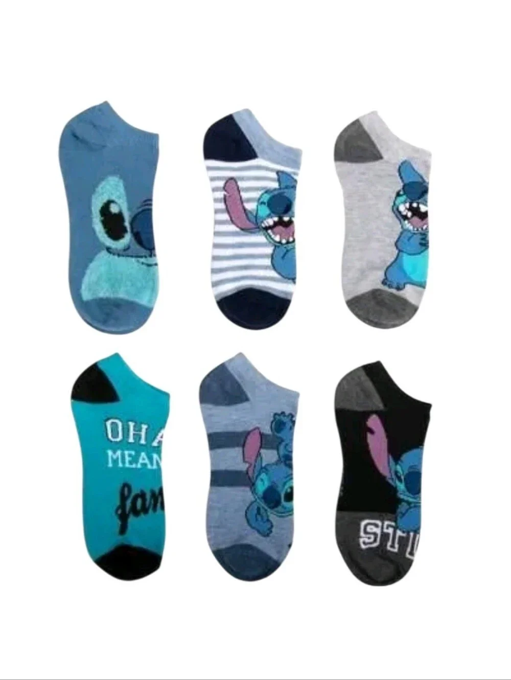 Disney Stitch Womens No Show Sock 6 Pair Nwt